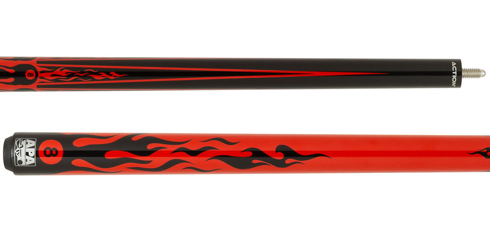 APA Black w/ Red Points & Flames Cue | APA Pool Cues |Pooldawg.com