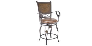 Big & Tall Copper Stamped Back Counter Stool with Arms