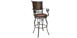 Big & Tall Copper Stamped Back Barstool with Arms