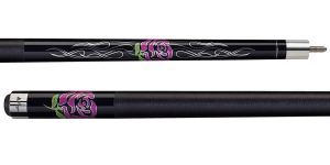 Players F2770 Midnight Black with Pink Glitter Roses Pool Cue