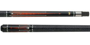 Griffin GR30 Black Stain with Floating White Spears and Brown Points encasing White Skull design Pool Cue