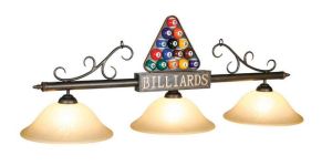 Billiards Bronze Bar With Amber Glass Shades