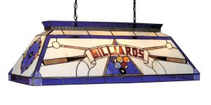 Stained Blue Glass and Trim Pool Table Light