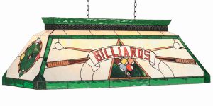 Stained Green Glass and Trim Pool Table Light