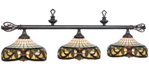 Harmony Stained Glass Pool Table Lights with Bronze Finish
