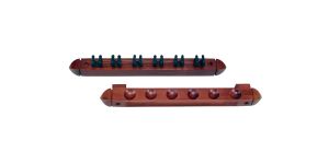 Two Piece 6 Cue Clip Wall Rack - Chocolate