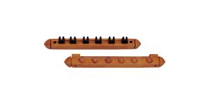 Two Piece 6 Cue Clip Wall Rack - Honey