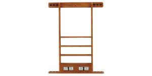 6 Cue Deluxe Wall Rack with Score Counter - Honey Stain