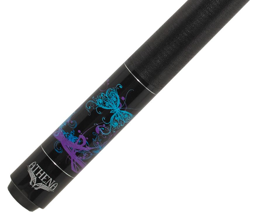 Athena ATH44 Pool Cue Teal & Purple Butterflies w/ 10" Extension & FREE Shipping 