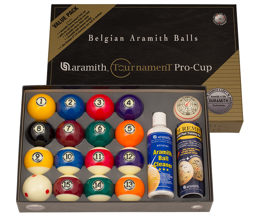 2 1/4 Duramith Aramith Tournament Pro-Cup Value Pack Pool Ball Set 