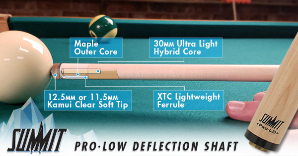 Summit Low Deflection Pool Cues and Shafts